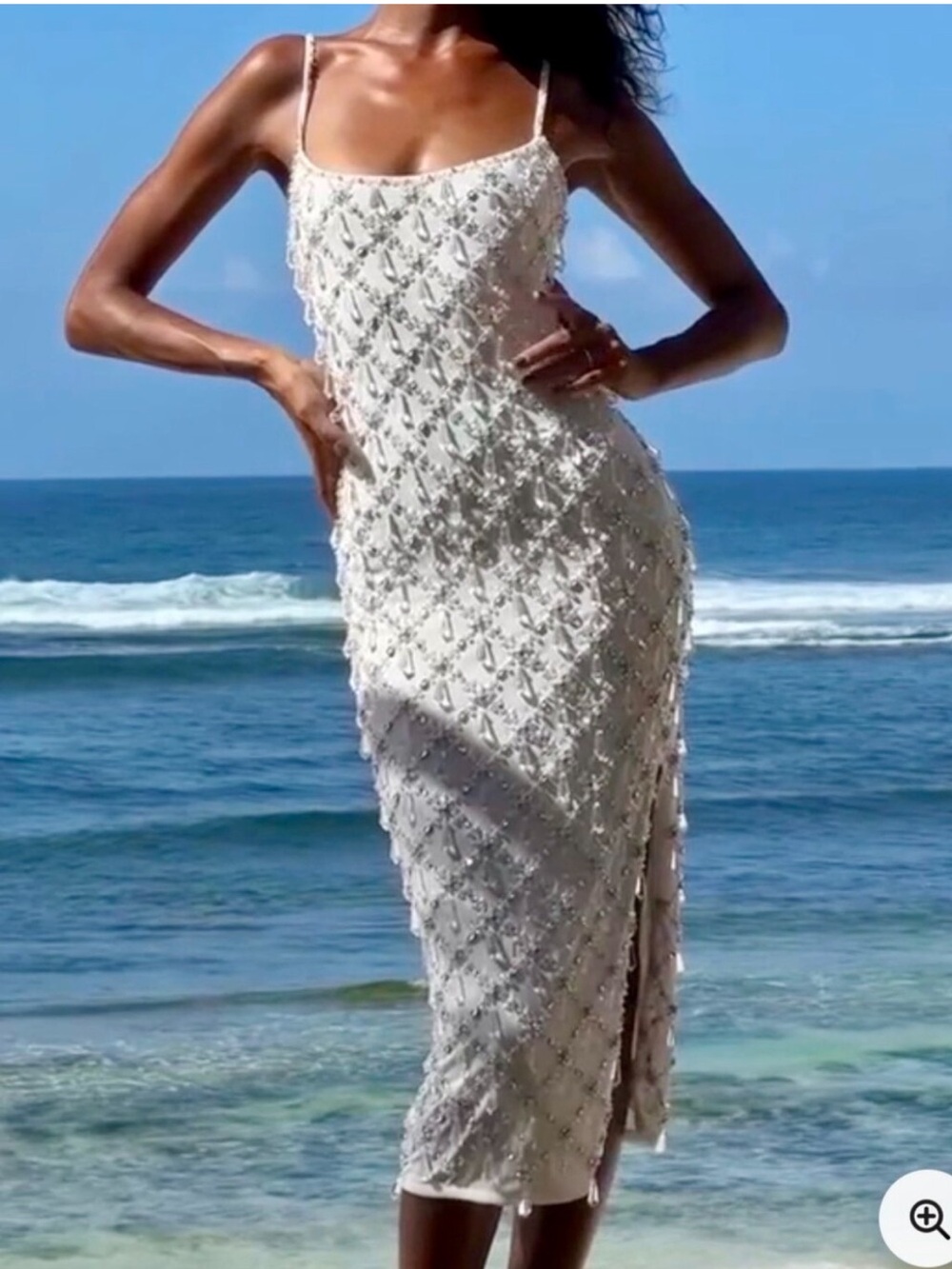 Oceanus Calliope Luxury swimwear Crystal Maxi dress size M bridal